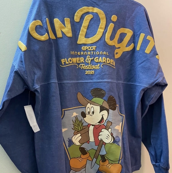 Disney Flower and Garden 2021 Passholder Mickey Spirit Jersey SMALL I Can Dig It - Picture 6 of 9